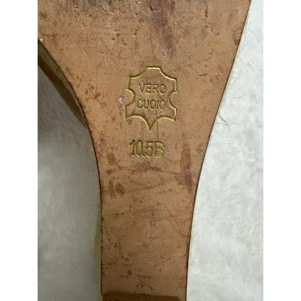 Footcandy Tan Patent Leather Espadrille Wedge Sandals‎ Vero Cuio Italy 10.5B